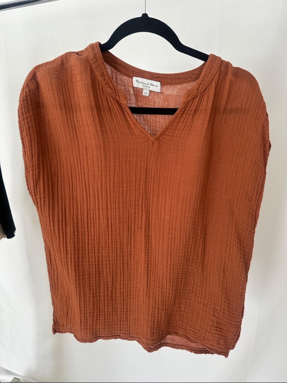 Michael Stars Rust Orange Gauze V-Neck Tunic
